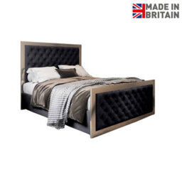 Maddison Upholstered Soft Velvet Metal Bed Frame - Black - thumbnail 6