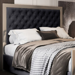 Maddison Upholstered Soft Velvet Metal Bed Frame - Black - thumbnail 2