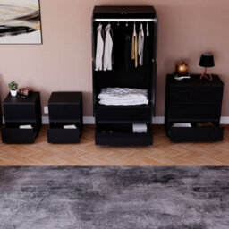 Lassic Vida Designs Glinton 4 Piece Black Fsc Bedroom Set - (3 Drawer Chest, 2 Door Wardrobe, 2 Drawer Bedside Chest X2) - thumbnail 3