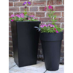 Primrose Tall Flared Square Fibreglass Outdoor Garden Planter In Matt Black 60Cm - thumbnail 4