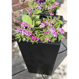 Primrose Tall Flared Square Fibreglass Outdoor Garden Planter In Matt Black 60Cm - thumbnail 2