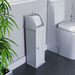 Lassic Hayle Matt White Freestanding Toilet Roll Holder & Cupboard (H)680mm (W)205mm - thumbnail 7