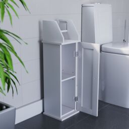 Lassic Hayle Matt White Freestanding Toilet Roll Holder & Cupboard (H)680mm (W)205mm - thumbnail 8