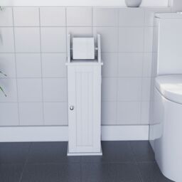 Lassic Hayle Matt White Freestanding Toilet Roll Holder & Cupboard (H)680mm (W)205mm - thumbnail 6