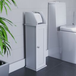 Lassic Hayle Matt White Freestanding Toilet Roll Holder & Cupboard (H)680mm (W)205mm - thumbnail 4