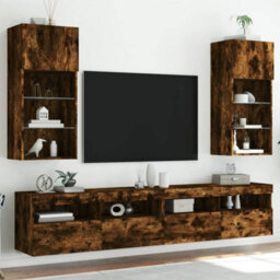 Walplus Tv Cabinets With Led Lights 2 Pcs Smoked Oak 40.5X30X90 Cm - thumbnail 1