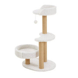 C 3 Tiers White 50X38X80Cm 185Cm Cat Tree Activity Centre W/scratching Post Large Condo Hammock Bowl Ladder - thumbnail 1