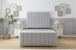 "Sloomy California Silver Plush Bed Frame With 50"" Upholstered Headboard 5' King"