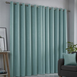 Fusion Strata Duck Egg Blue Triple-Woven Dimout Eyelet Curtains - thumbnail 2