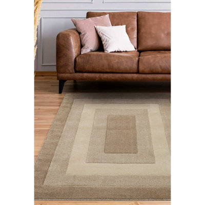 Melrose Portia Border Latte Indoor Large Area Rug 12mm Pile Height 160/230Cm - image 1