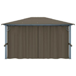 Walplus Gazebo With Curtain&led String Lights 4X3 M Taupe Aluminium - thumbnail 9