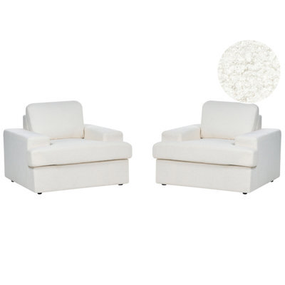 Beliani Set Of 2 Armchairs Alla Boucle Off-White - image 1