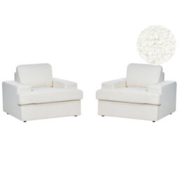 Beliani Set Of 2 Armchairs Alla Boucle Off-White - thumbnail 1