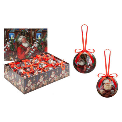 Christmas Bauble Decoration 12 Piece 7. 5Cm Bauble Set Santas Workshop - image 1