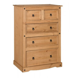 Mercers Furniture Corona Compact 2+3 Chest Of 5 Drawers Solid Wood Pine Wooden With Mexican Styling - thumbnail 1