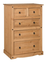 Mercers Furniture Corona Compact 2+3 Chest Of 5 Drawers Solid Wood Pine Wooden With Mexican Styling - thumbnail 2