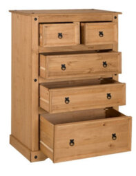 Mercers Furniture Corona Compact 2+3 Chest Of 5 Drawers Solid Wood Pine Wooden With Mexican Styling - thumbnail 3