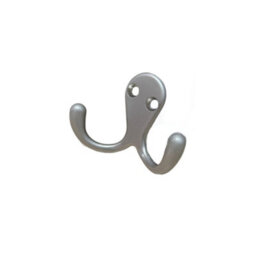 Sisi UK Satin Nickel Double Prong Robe Hooks Pack Of 4 Wall Mounted Coat Hat Towel Door Hangers Retro Metal 50mm X 78mm - thumbnail 3