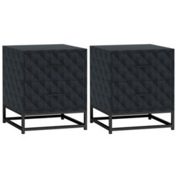Homcom Bedside Table Set Of 2, Nightstand With 2 Drawers, Steel Legs, Black - thumbnail 2