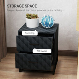 Homcom Bedside Table Set Of 2, Nightstand With 2 Drawers, Steel Legs, Black - thumbnail 5
