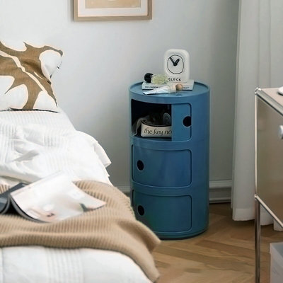 Living And Home Blue Cylindrical Multi Tiered Plastic Bedside Storage Drawers Unit Drawer Bedside Chest 58Cm H - image 1