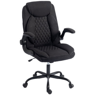 Black Executive Office Chair With Flip-Up Armrests, Computer Desk Chair - image 1