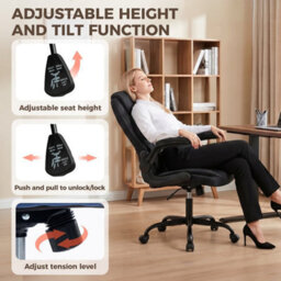 Black Executive Office Chair With Flip-Up Armrests, Computer Desk Chair - thumbnail 5