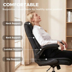 Black Executive Office Chair With Flip-Up Armrests, Computer Desk Chair - thumbnail 3