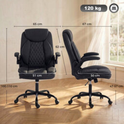 Black Executive Office Chair With Flip-Up Armrests, Computer Desk Chair - thumbnail 2