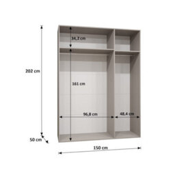 Arte Parma 150Cm Oak Walnut Hinged Door Wardrobe With Zoned Storage - thumbnail 4