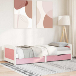 Berkfield Day Bed With 2 Drawers Without Mattress Irun White&pink 90X200 Cm - thumbnail 4