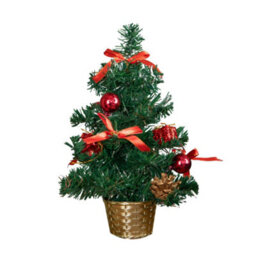 Samuel Alexander 30Cm Premier Green Mini Christmas Tree Decorated In Red & Gold - thumbnail 9
