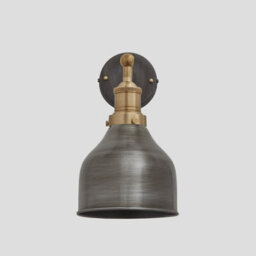 Industville Brooklyn Cone Wall Light, 7 Inch, Pewter, Brass Holder - thumbnail 1