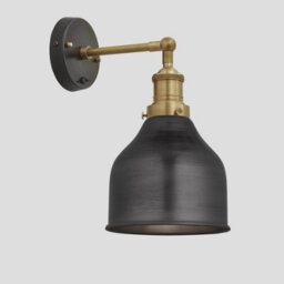 Industville Brooklyn Cone Wall Light, 7 Inch, Pewter, Brass Holder - thumbnail 2