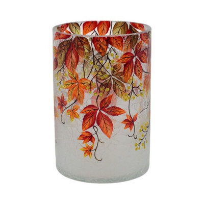 Straits Autumnal Leaf Crackle Glass Vase H15Cm X W10Cm - image 1