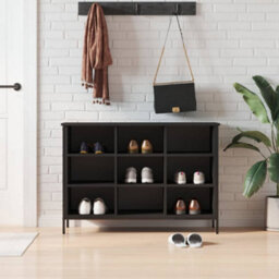Berkfield Shoe Cabinet Black 100X35X70 Cm Engineered Wood - thumbnail 1