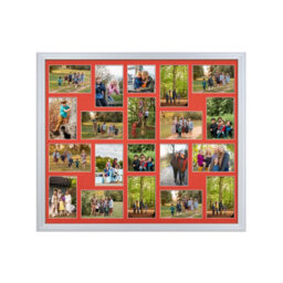 AK Frames 80X70Cm Silver Classic Multi Photo Frame With Poppy Red Mount - Holds 20 Apertures (18X) 6X4, (2X) 4X4 Photos