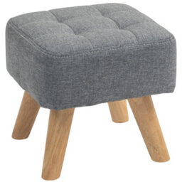 Homcom Modern Footstool, Fabric Foot Rest With Rubber Wood Legs, Grey - thumbnail 2