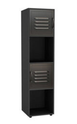 Urbn-Living Urbnliving 120Cm 4 Cube Black Bookcase With 2 Black Metal Door Display Storage Unit Shelving Cupboard