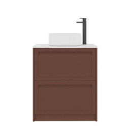 Royal Bathrooms Royal Bathroom Elmore 700mm Terracotta Clay Freestanding Bathroom Vanity Unit 2 Drawer Plain White Worktop With Elena Basin - thumbnail 7