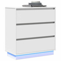 Berkfield Modern Bedside Cabinet With Led White 71X34,5X75 Cm Engineered Wood - thumbnail 3