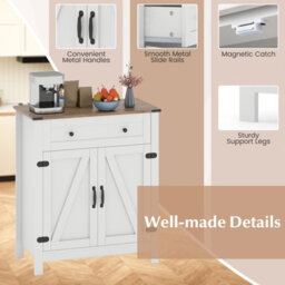 Gainoom Farmhouse White Sideboard Buffet Cabinet Kitchen Pantry Storage Cabinet - thumbnail 7