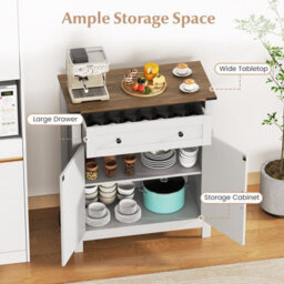 Gainoom Farmhouse White Sideboard Buffet Cabinet Kitchen Pantry Storage Cabinet - thumbnail 8