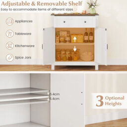 Gainoom Farmhouse White Sideboard Buffet Cabinet Kitchen Pantry Storage Cabinet - thumbnail 9