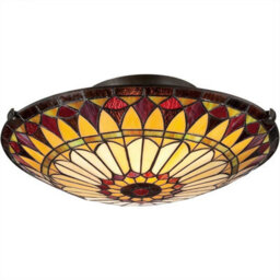 Luminosa Lighting Elstead West End 2 Light Flush Ceiling Light Vintage Bronze, Tiffany Glass, E27 - thumbnail 5