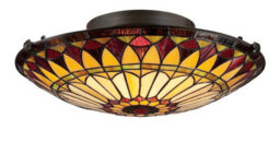 Luminosa Lighting Elstead West End 2 Light Flush Ceiling Light Vintage Bronze, Tiffany Glass, E27