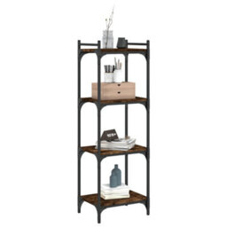 Berkfield Bookcase 4-Tier Smoked Oak 40X30X120 Cm Engineered Wood - thumbnail 3