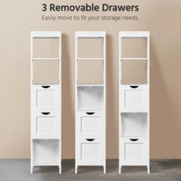 Tall Bathroom Cabinet White Modern 5-Tier Wooden Storage Organizer - thumbnail 4