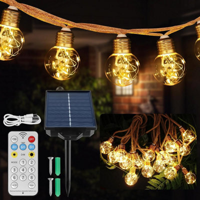 8M Solar String Lights, 16 G50 Led Ip65 Waterproof Outdoor Lights, Warm White For Garden Balcony Patio Pergola Decor - image 1