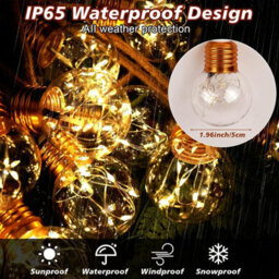 8M Solar String Lights, 16 G50 Led Ip65 Waterproof Outdoor Lights, Warm White For Garden Balcony Patio Pergola Decor - thumbnail 7